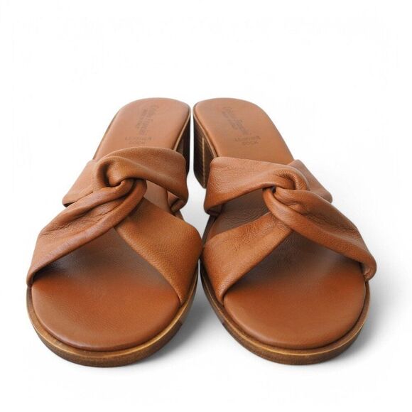 Cristina Francini Leather Knot Heeled Sandals Made in Italy Brown Women's 9.5/42 - Picture 3 of 11